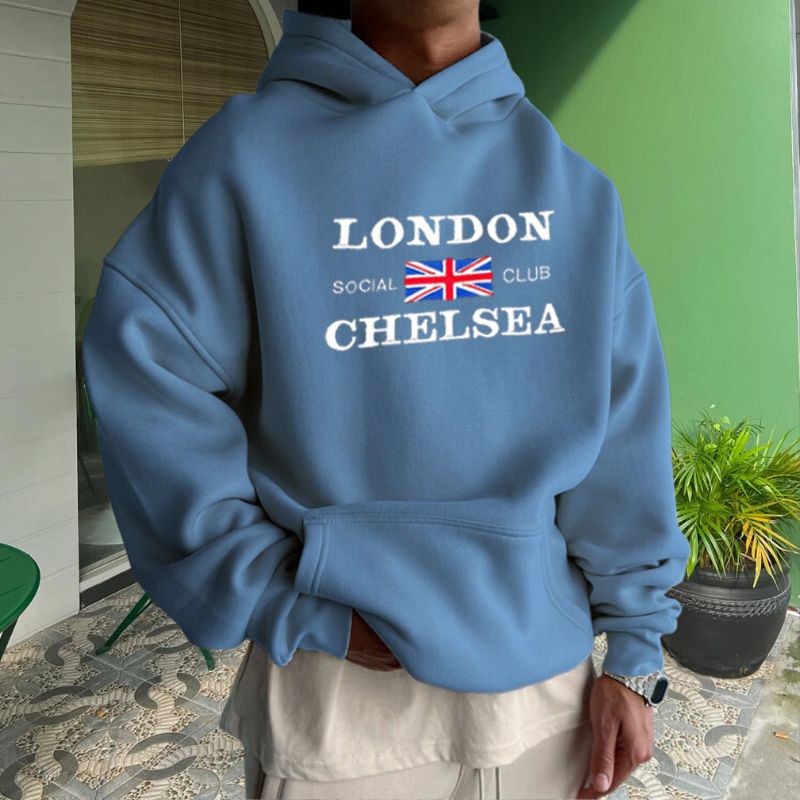 London Club Print Long Sleeve Hoodie