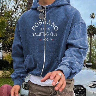 Positano Italian Club Print Zipper Hoodie