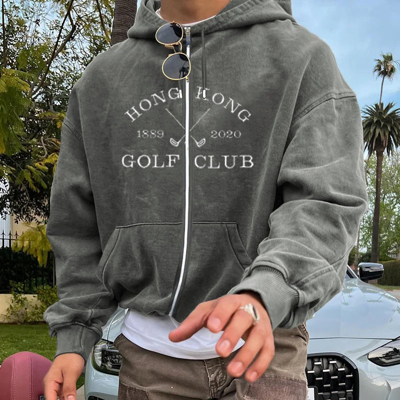 Golf Club Print Zipper Hoodie