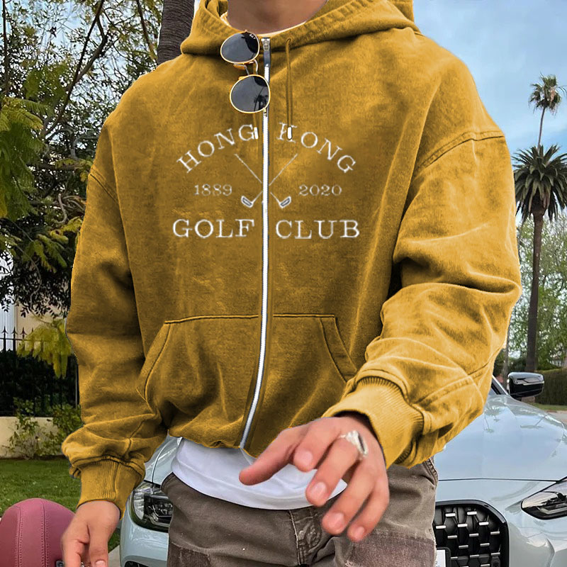 Golf Club Print Zipper Hoodie