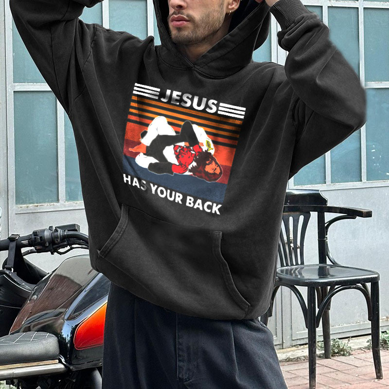 "Jesus Has Your Back" Printed Hoodie