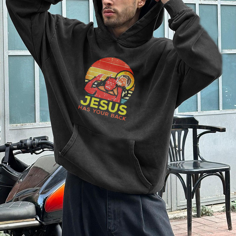 Street "Jesus Has Your Back Printed Hoodie