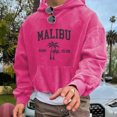 Malibu Surf Club Printed Washed Cotton Hoodie