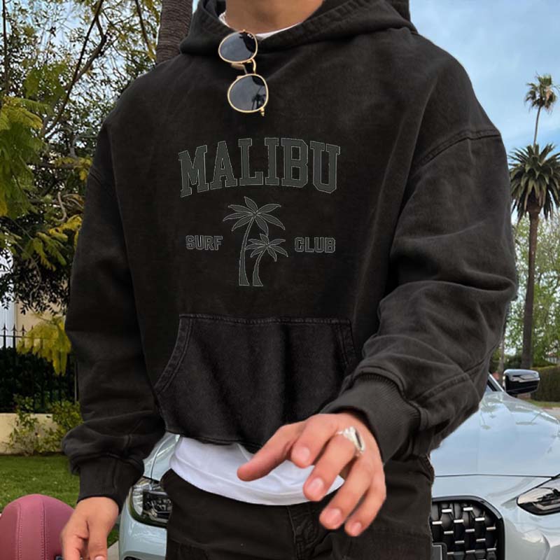 Malibu Surf Club Printed Washed Cotton Hoodie