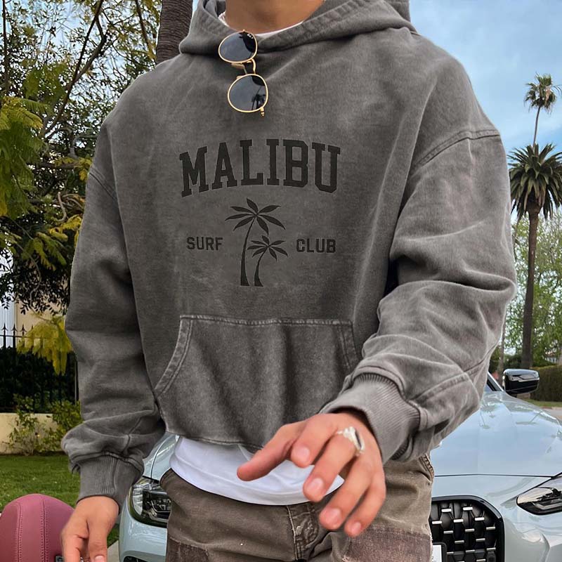 Malibu Surf Club Printed Washed Cotton Hoodie