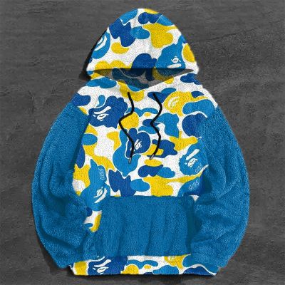 Flannel Camouflage Colorblock Hoodie