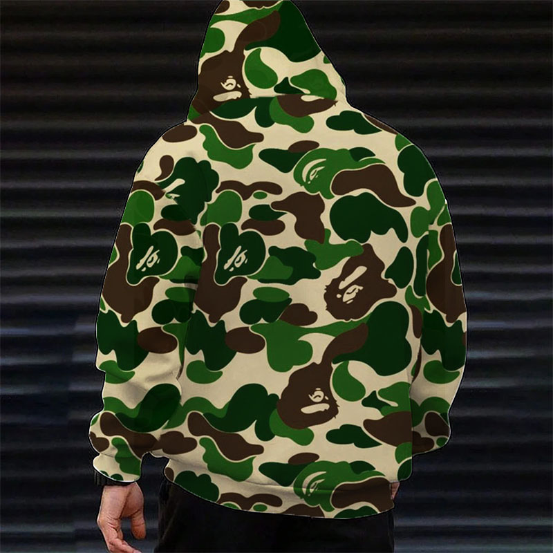 Tri Color Camo Print Hoodie