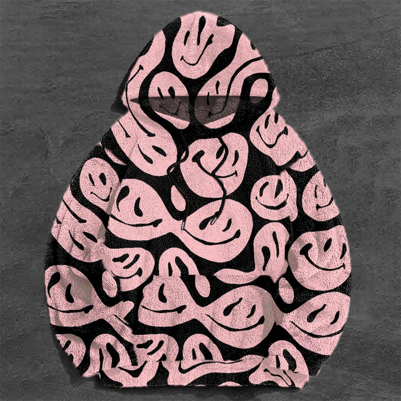 Flannel Pink Smiley Hoodie