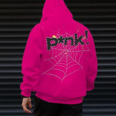 Pink Spider Web Back Print Hoodie