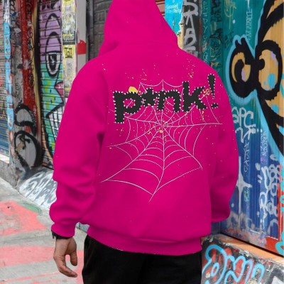 Pink Spider Web Back Print Hoodie