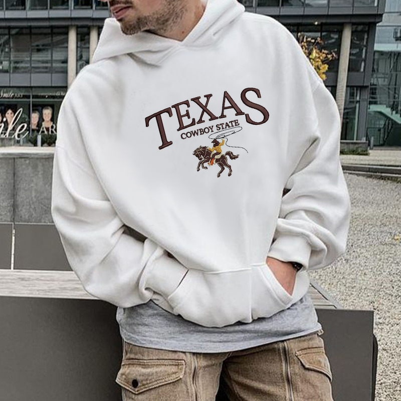 Simple Texas Print Long Sleeve Hoodie