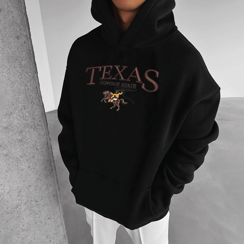 Simple Texas Print Long Sleeve Hoodie