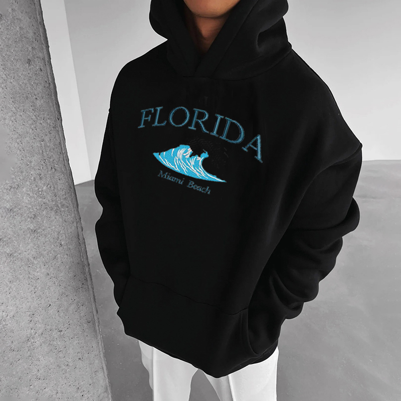 Simple Florida Print Long Sleeve Hoodie