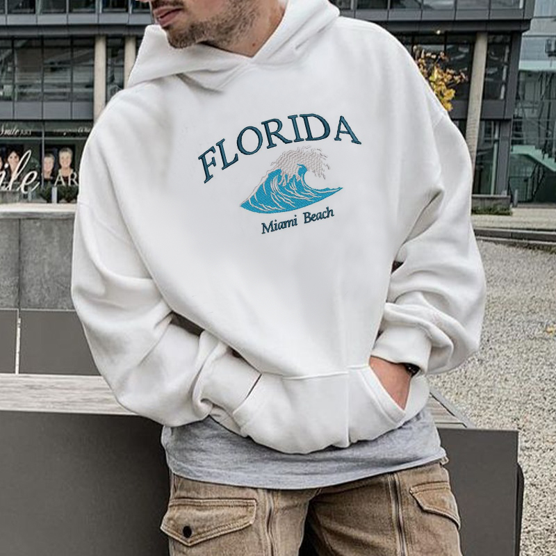 Simple Florida Print Long Sleeve Hoodie