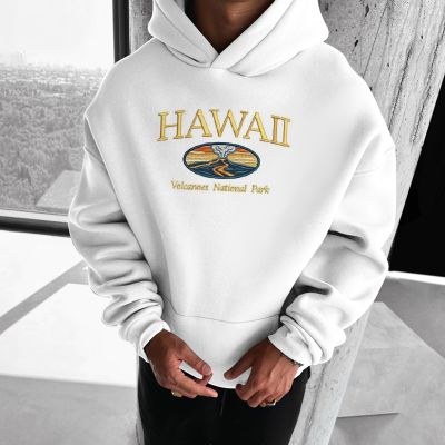 Simple Hawaiian Print Long Sleeve Hoodie