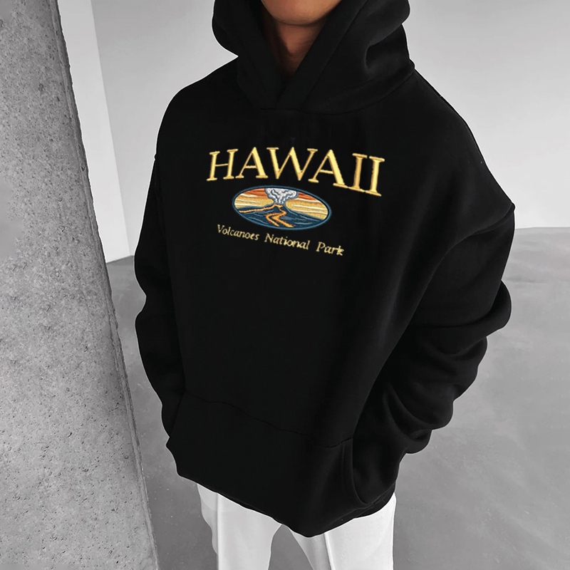 Simple Hawaiian Print Long Sleeve Hoodie