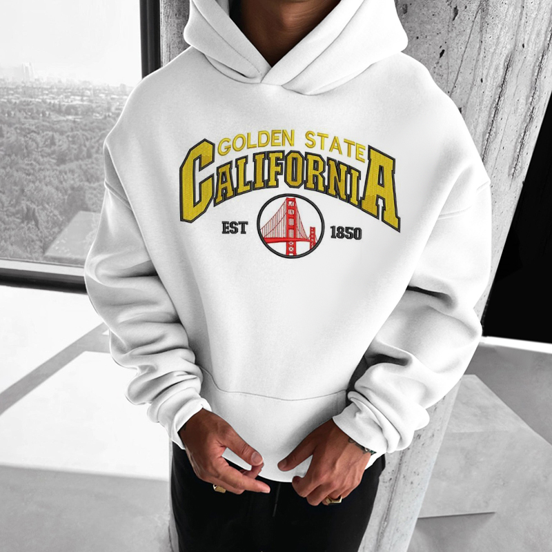 Simple California Print Long Sleeve Hoodie