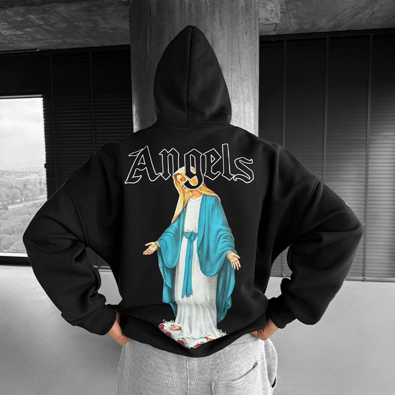 Oversize Angels Black Hoodie