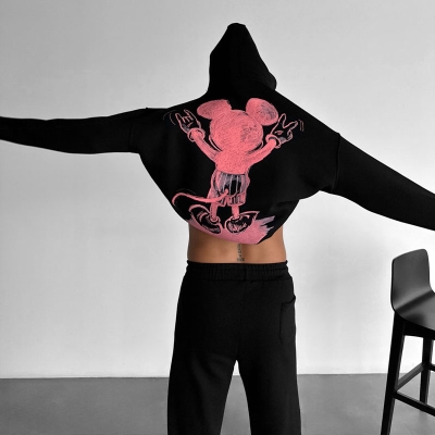 Oversize Mouse Black and Pink Hoodie