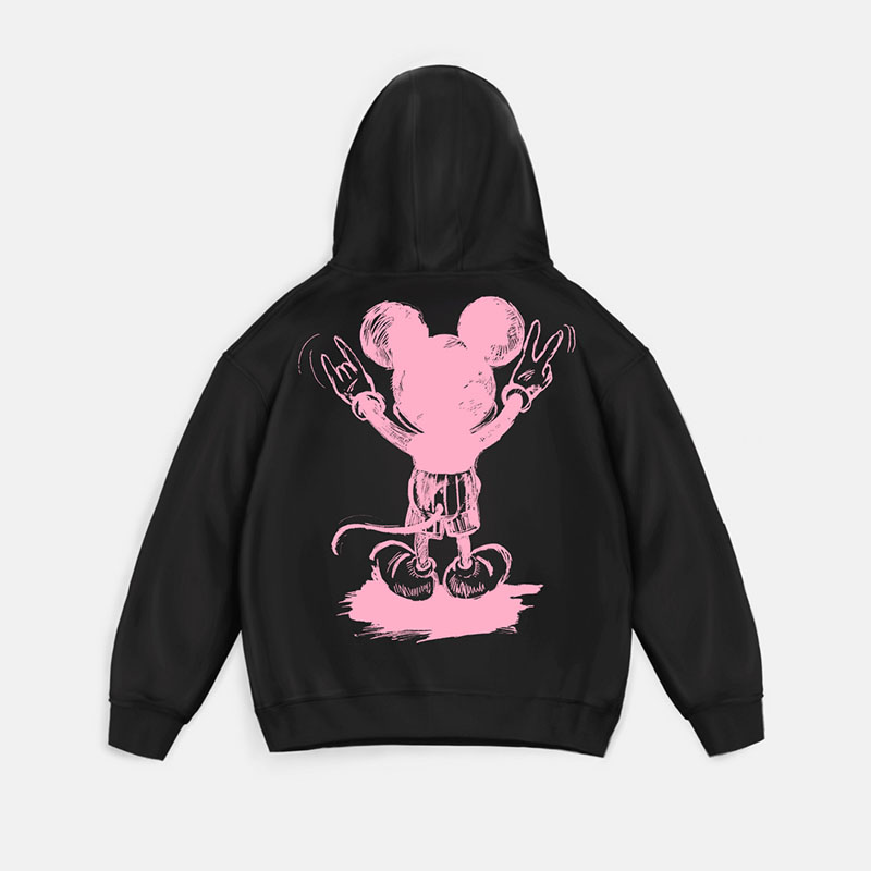 Oversize Mouse Black and Pink Hoodie
