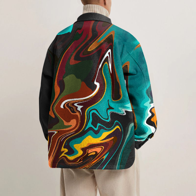 Paint Art Print Lapel Button Jacket