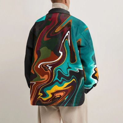 Paint Art Print Lapel Button Jacket