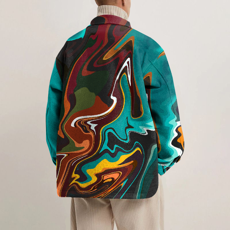 Paint Art Print Lapel Button Jacket