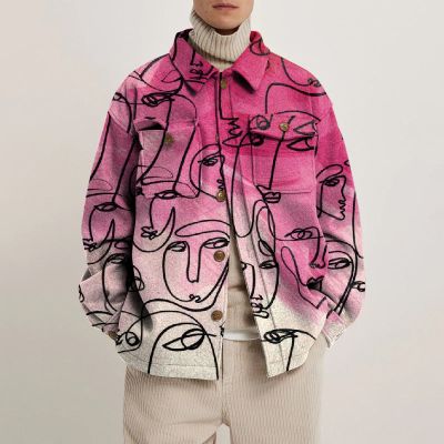 Face Gradient Art Lapel Button Jacket