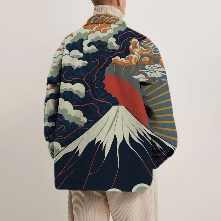 Ukiyoe Volcano Print Shirt Jacket