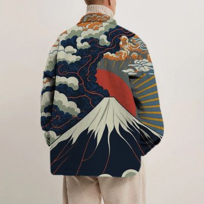 Ukiyoe Volcano Print Shirt Jacket