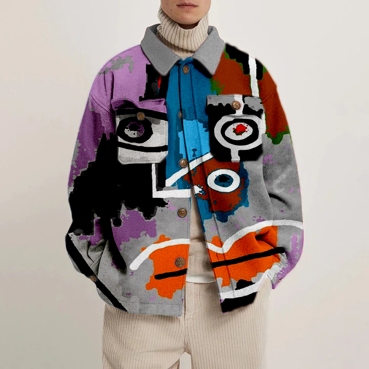 Abstract Art Print Shirt Jacket