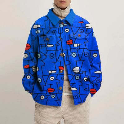 Abstract Character Graffiti Print Shirt Jacket