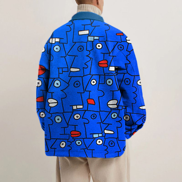 Abstract Character Graffiti Print Shirt Jacket