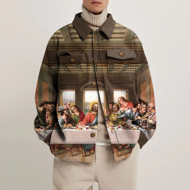 Italian Last Supper Printed Shirt Jacket