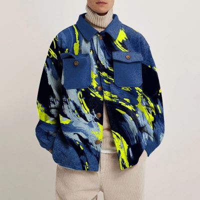 Abstract Art Print Lapel Button Jacket