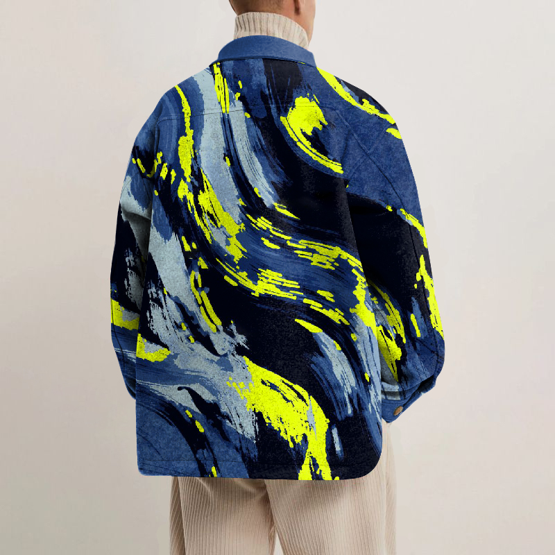 Abstract Art Print Lapel Button Jacket