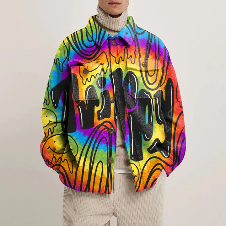 Rainbow Tie Dye Print Men's Leggings
