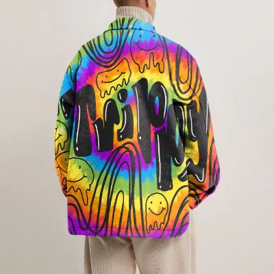 Rainbow Tie Dye Print Shirt Jacket