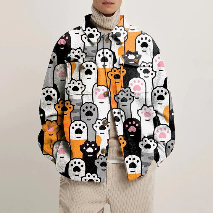 Cat Paw Print Shirt Jacket