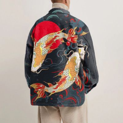 Ukiyoe Koi Print Shirt Jacket