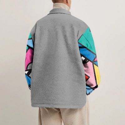 Colorful Geometric Patchwork Print Shirt Jacket