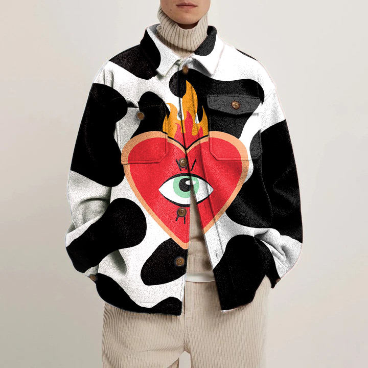 Eye Of Love Cow Print Shirt Jacket