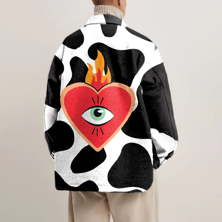 Eye Of Love Cow Print Shirt Jacket