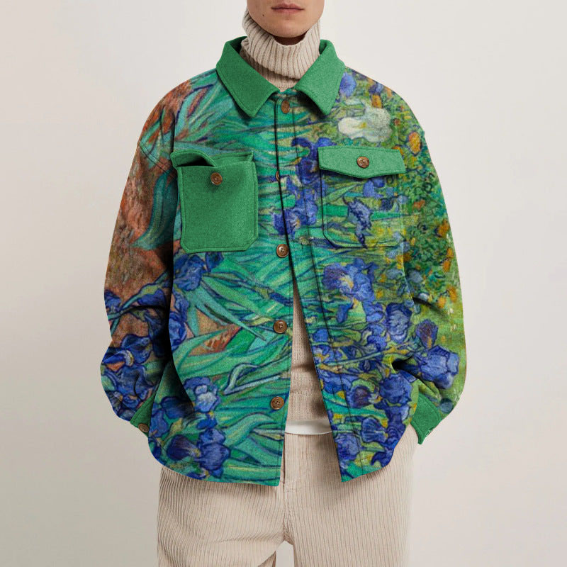 Iris Print Shirt fashion Jacket