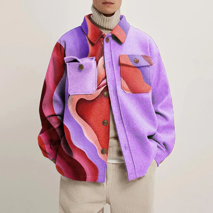 Abstract Organ Print Shirt Jacket