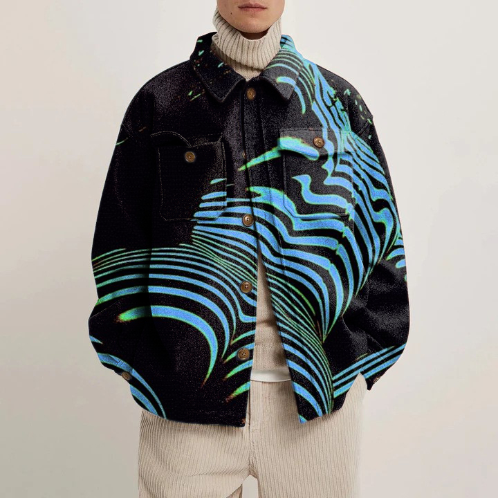 Art Body Curve Print Shirt Jacket