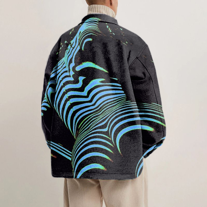 Art Body Curve Print Shirt Jacket