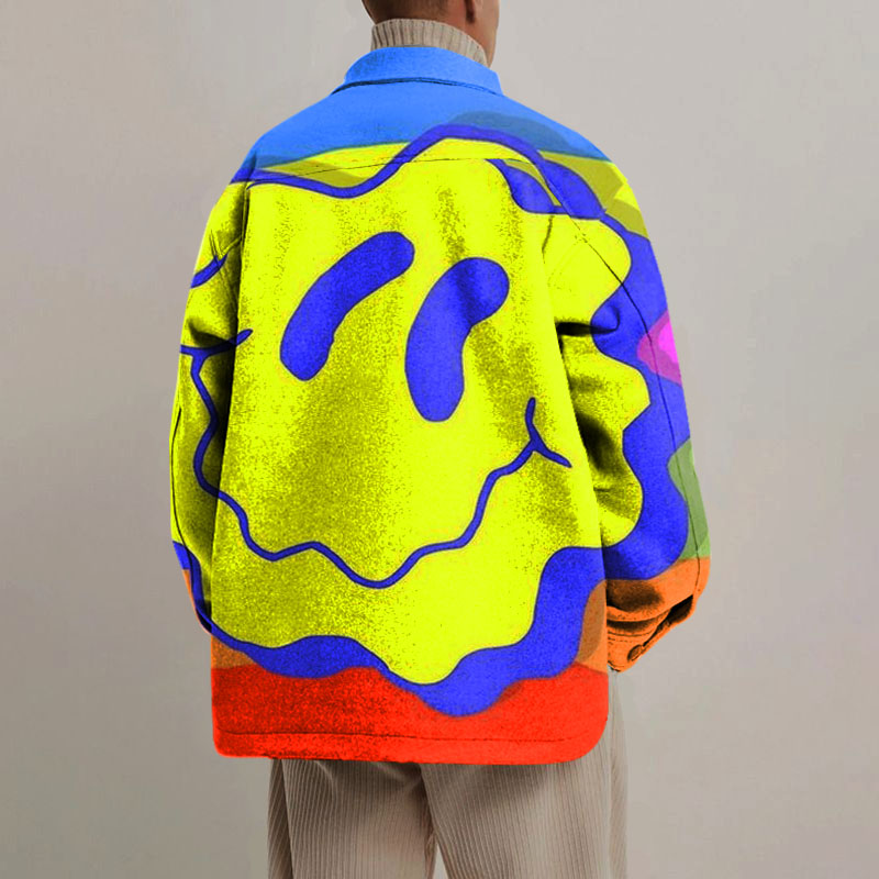 Unisex Colorful Smiley Print Shirt Jacket