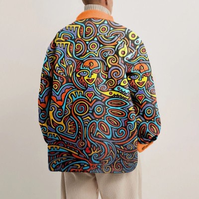 Unisex Ethnic Abstract Print Shirt Jacket