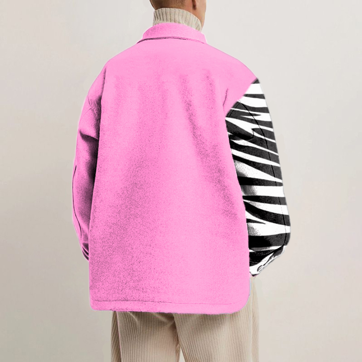 Zebra Print Color Block Shirt Jacket